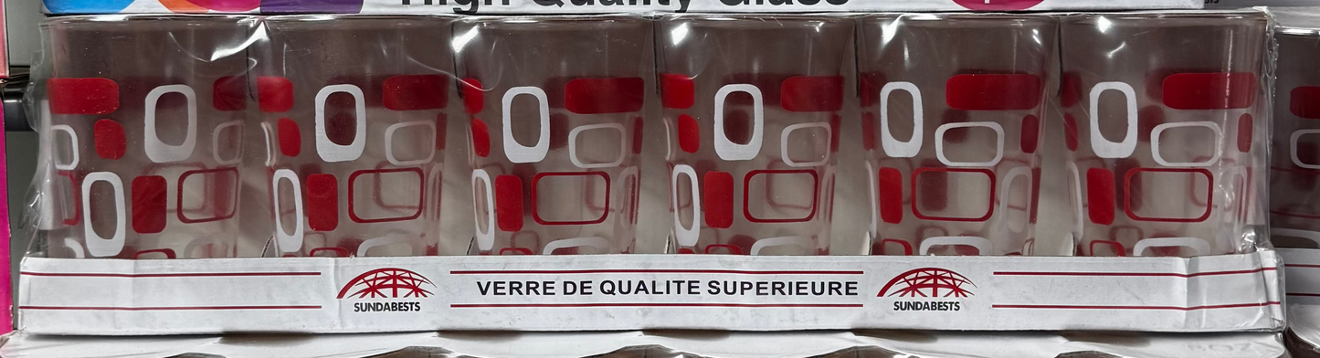 Tasses en verre multi-couleur - pack de 6