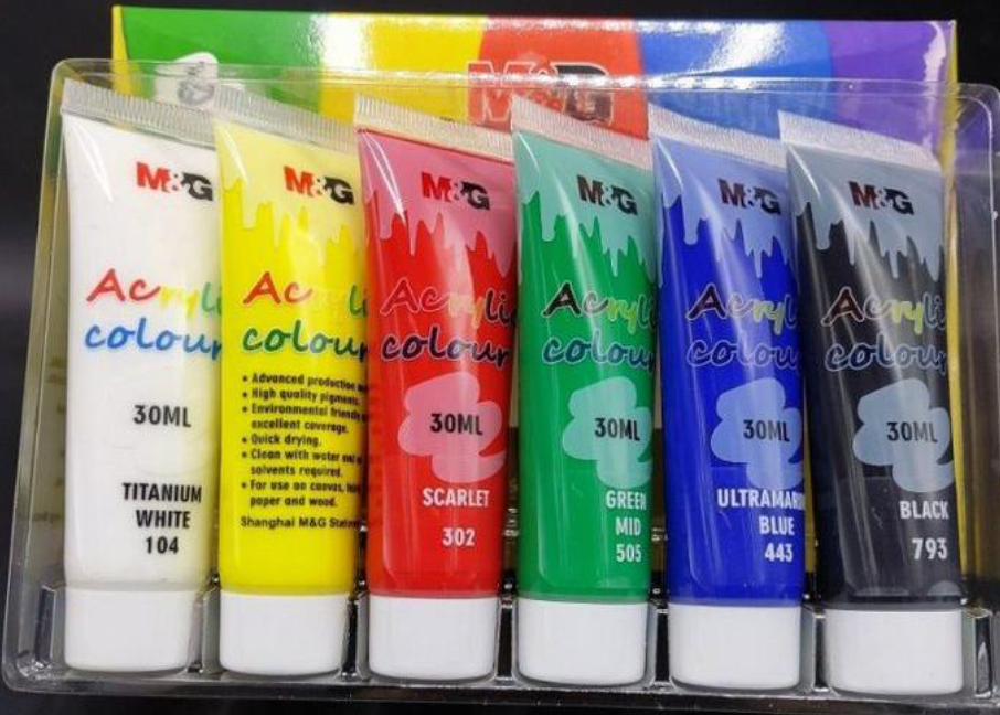 M&G Peinture a Eau Acrylique - 30 ML Tubes - pack de 6