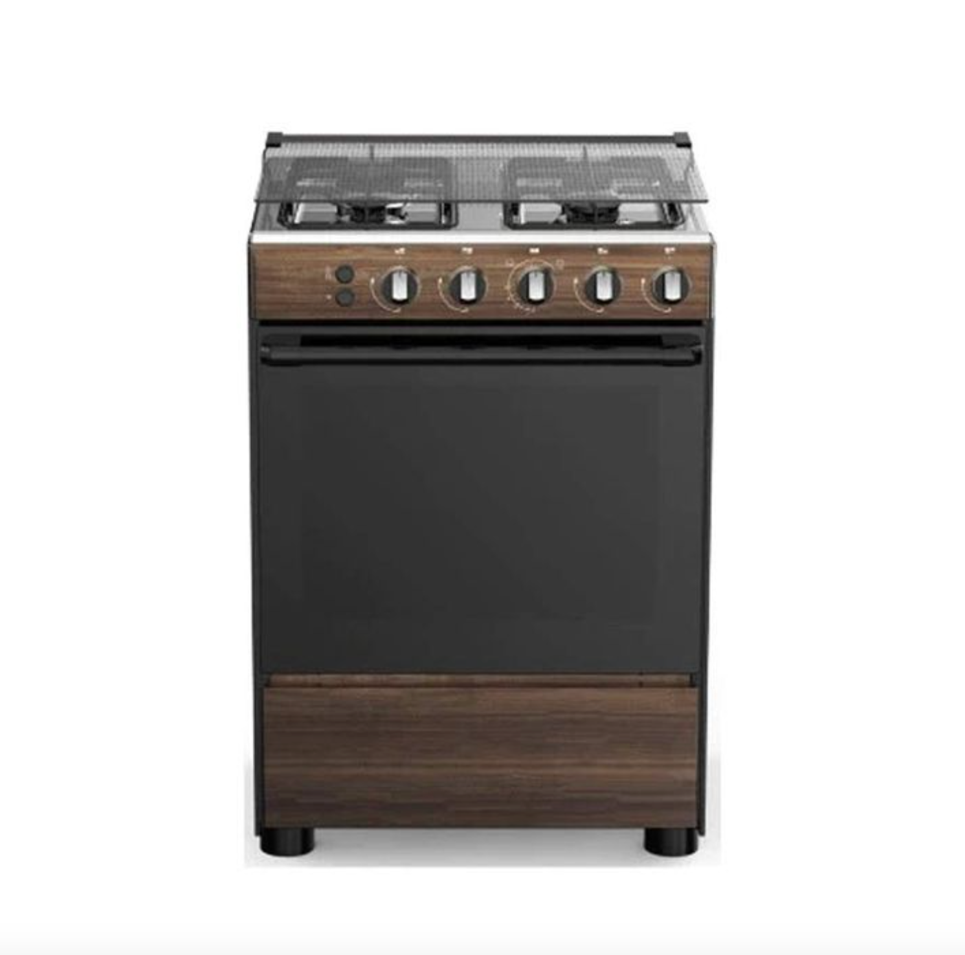 Midea Gazinière - 4 Feux - 60 x 60 - Bois/Noir - BMG6060-WD