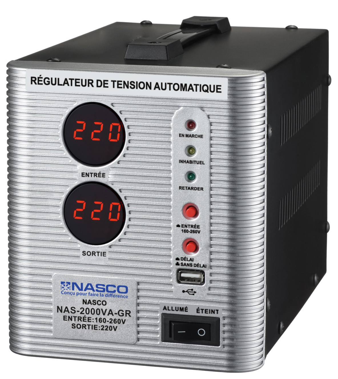 STABILISATEUR NASCO AUTO. - 5000VA - COMPTEUR DIGITAL - NAS-5000VA-NR/GR
