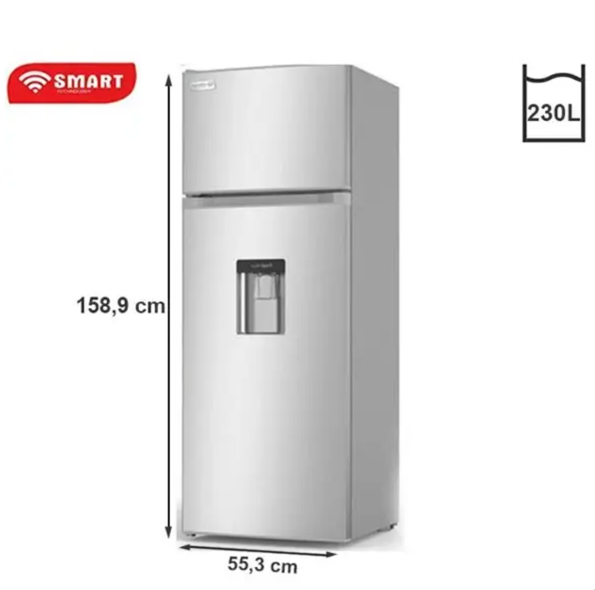 SMART Technology Réfrigérateur Combiné - 230 L + Fontaine - STR-300WH