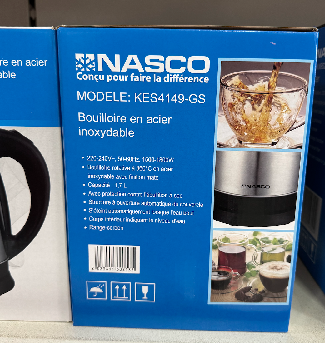 NASCO BOUILLOIRE ELECTRIQUE EN ACIER INOXYDABLE - 1.7 LITRES - B_KES4149-GS