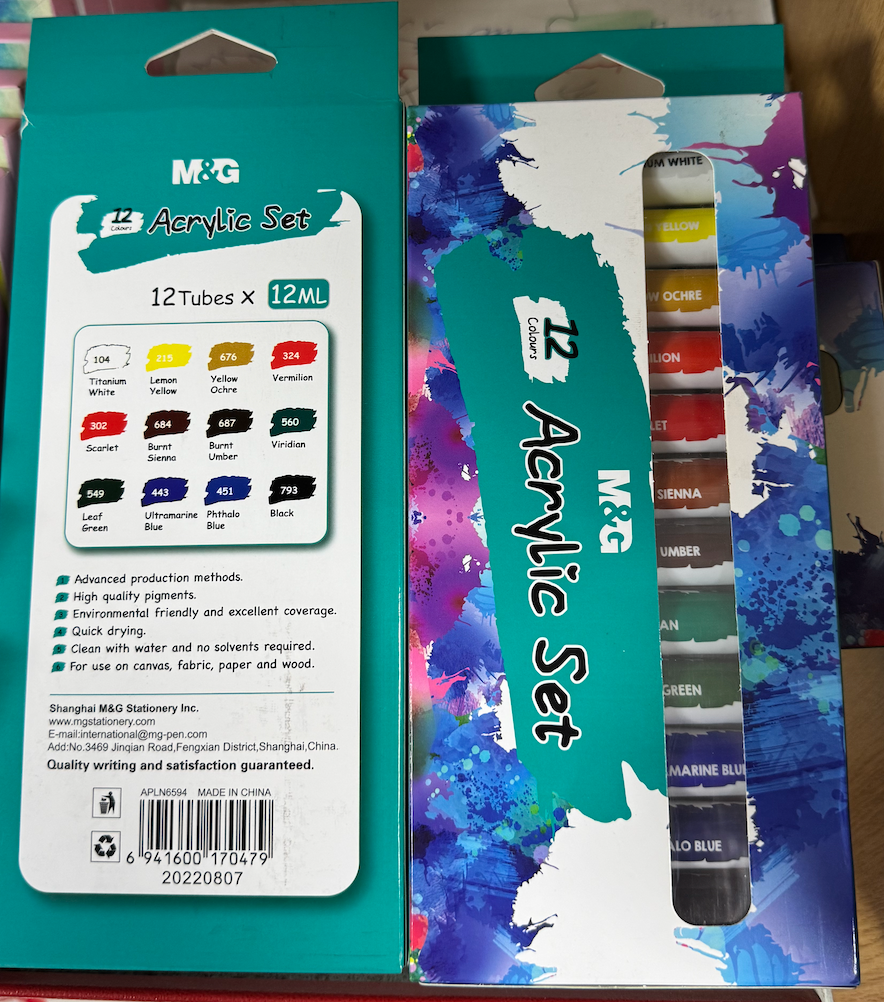 M&G Peinture a Eau Acrylique - 12 ML Tubes - pack de 12