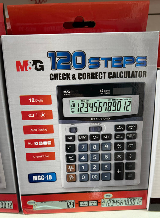 M&G 120 Steps Check & Correct Calculator 12 Digits Two Way Power Solar Power Electronic Office Calculator