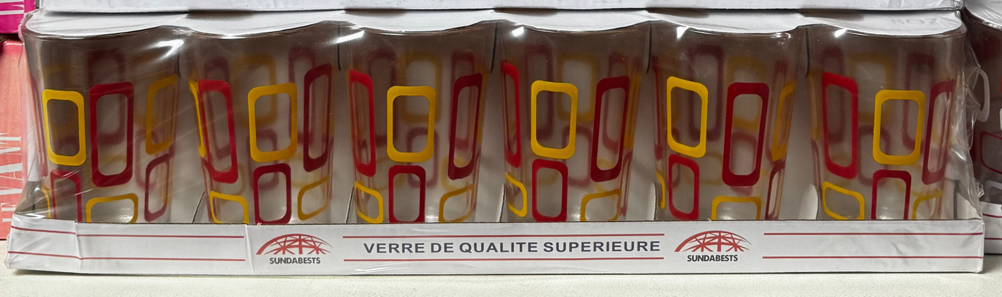 Tasses en verre multi-couleur - pack de 6