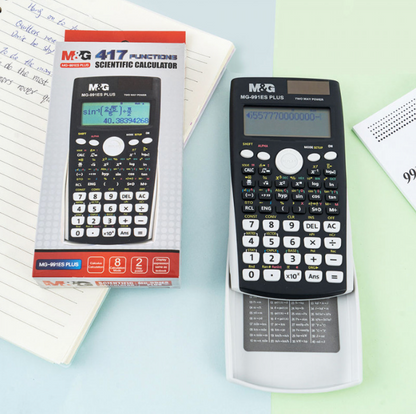 M&G 12 Digits Scientific Calculator 417 Functions with Cover, MG-991ES PLUS, Two Way Power