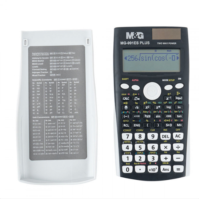 M&G 12 Digits Scientific Calculator 417 Functions with Cover, MG-991ES PLUS, Two Way Power