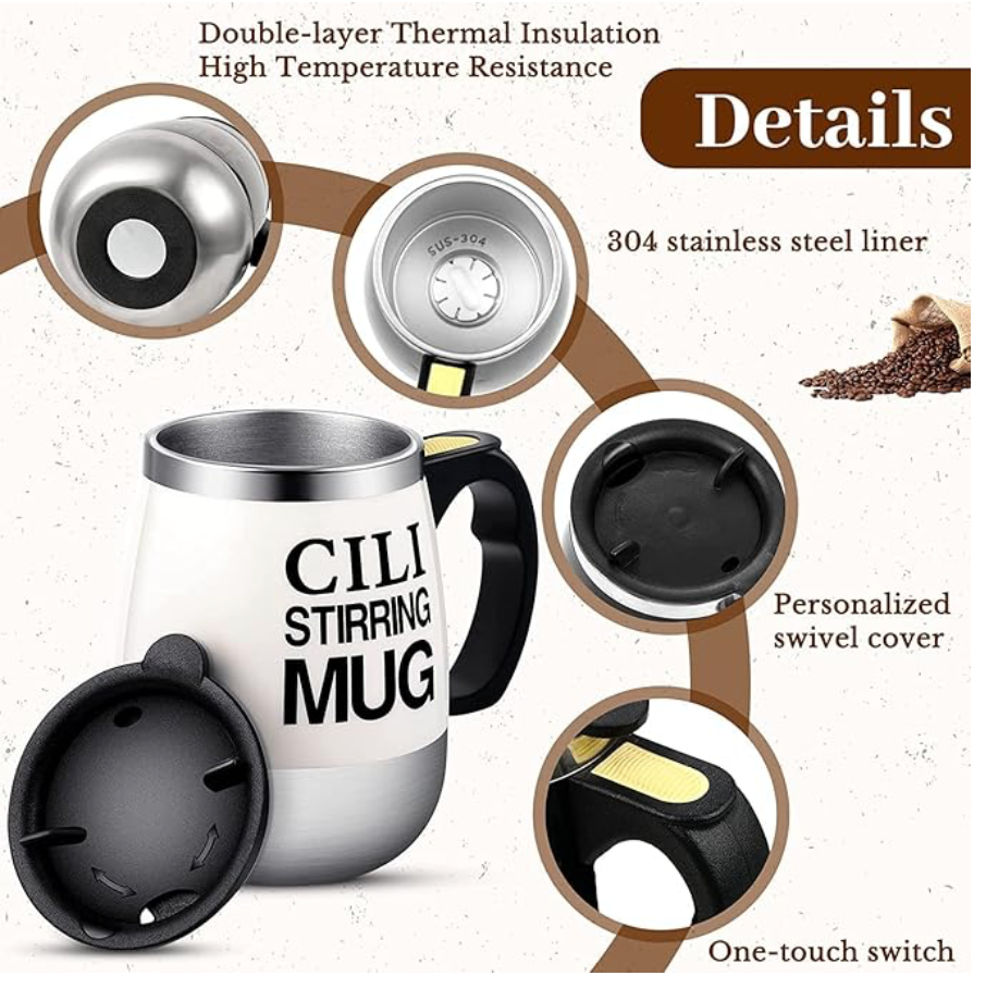 CILI STIRRING MUG - Rechargeable - Self Stirring Mug - Waterproof