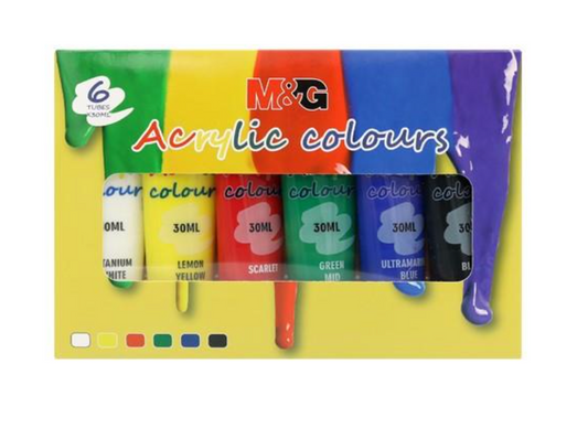 M&G Acrylic Paint Colour 30 ML Tubes pack of 6