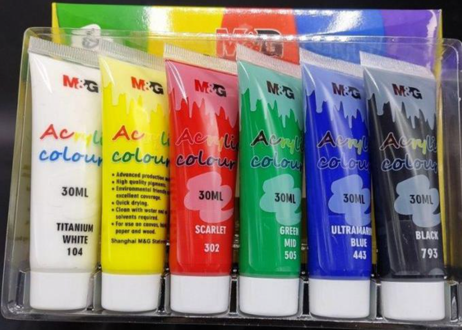 M&G Acrylic Paint Colour 30 ML Tubes pack of 6