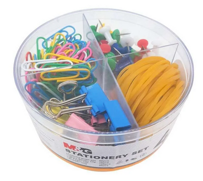 M&G ASC99380 Colorful Office Set 4 in 1 (clip, rubber band, pin)