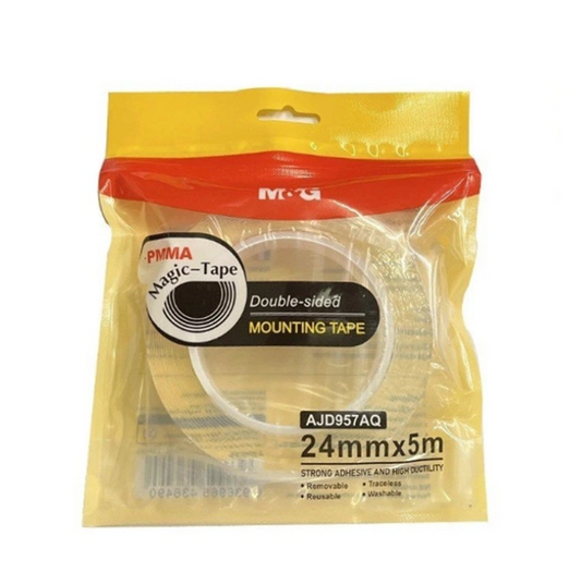 M&G AJD957AQ Clear Easy Tear Double Sided Nano Transparent Mounting Tape 24mmx3m (1 roll)