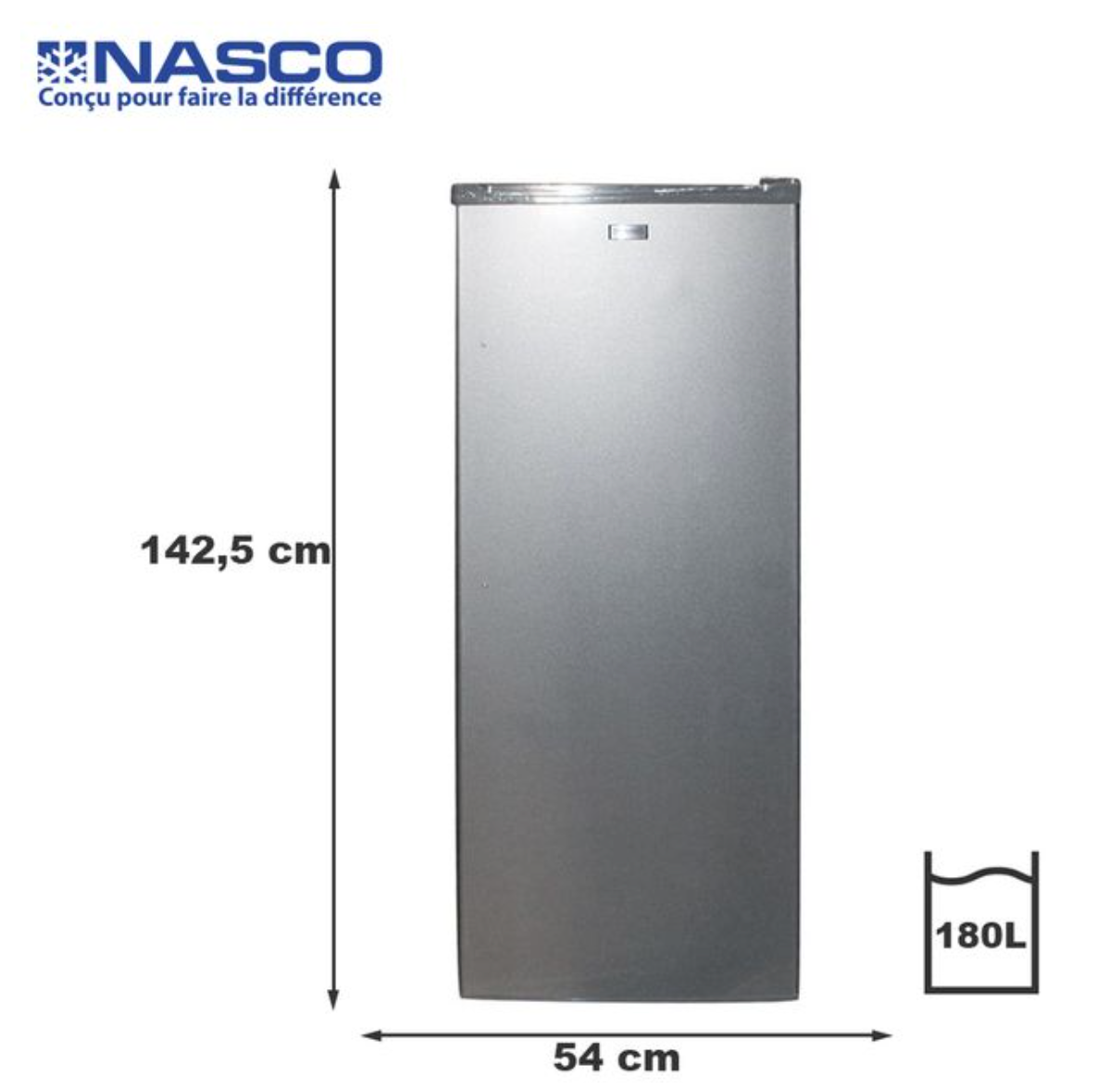 NASCO Congélateur Vertical - 180 L - 6 Tiroirs - Gris - ECO - NASD1-226FL