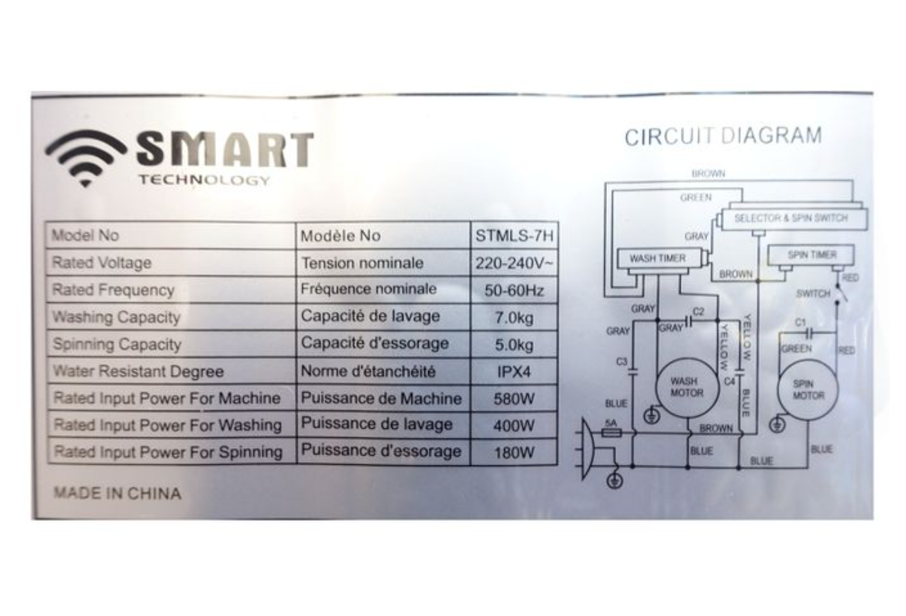 SMART MACHINE A LAVER - 7KG - TWIN-TUB - BLUE/BLANC - STMLS-7H