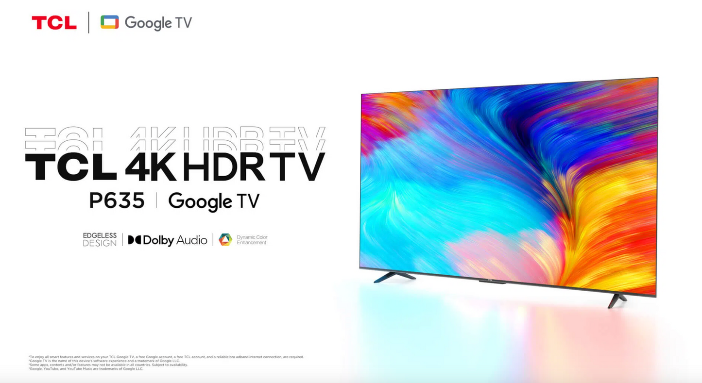 TCL TV DLED 43''  - GOOGLE TV - 4K HDR - UHD - YOUTUBE - NETFLIX - TCL_43P635