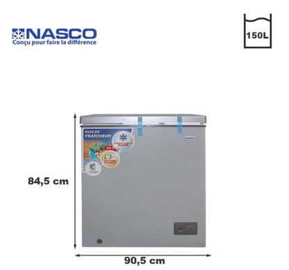 NASCO Mini Congélateur Horizontal - 1 porte – 150 L – Gris - HNAS-200