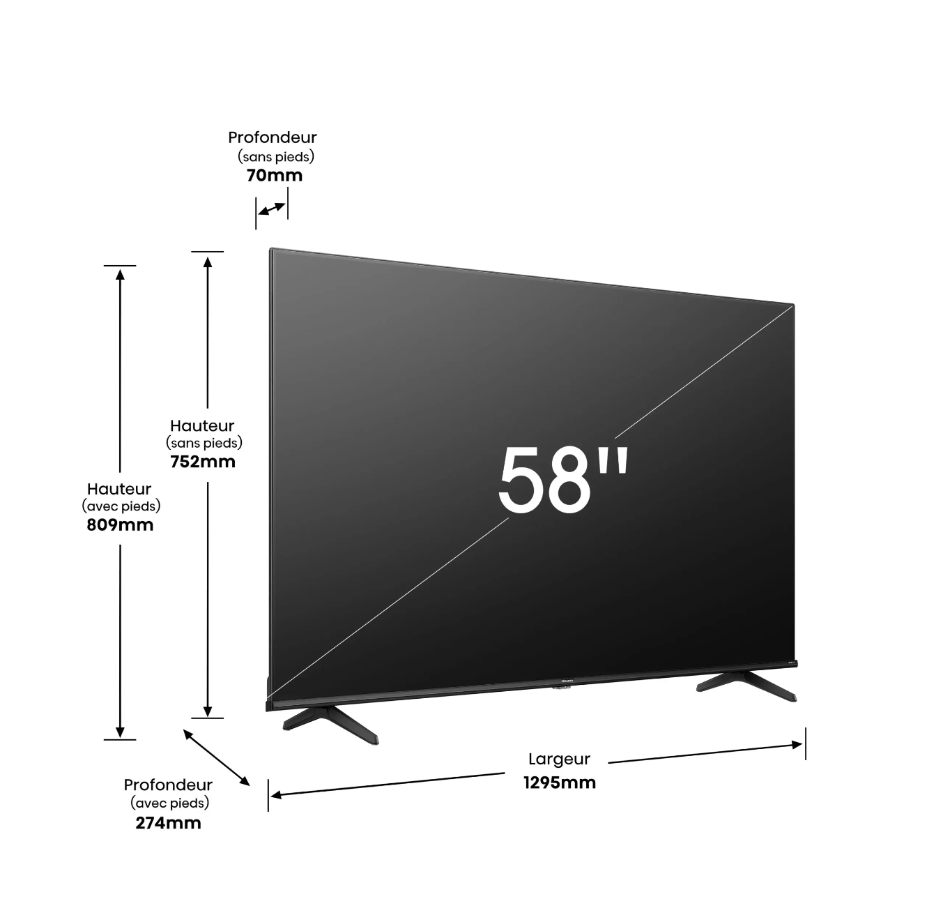 HISENSE TV LED SMART VIDAA 58'' - 4K UHD - GAME MODE - NETFLIX - YOUTUBE - 58A6K