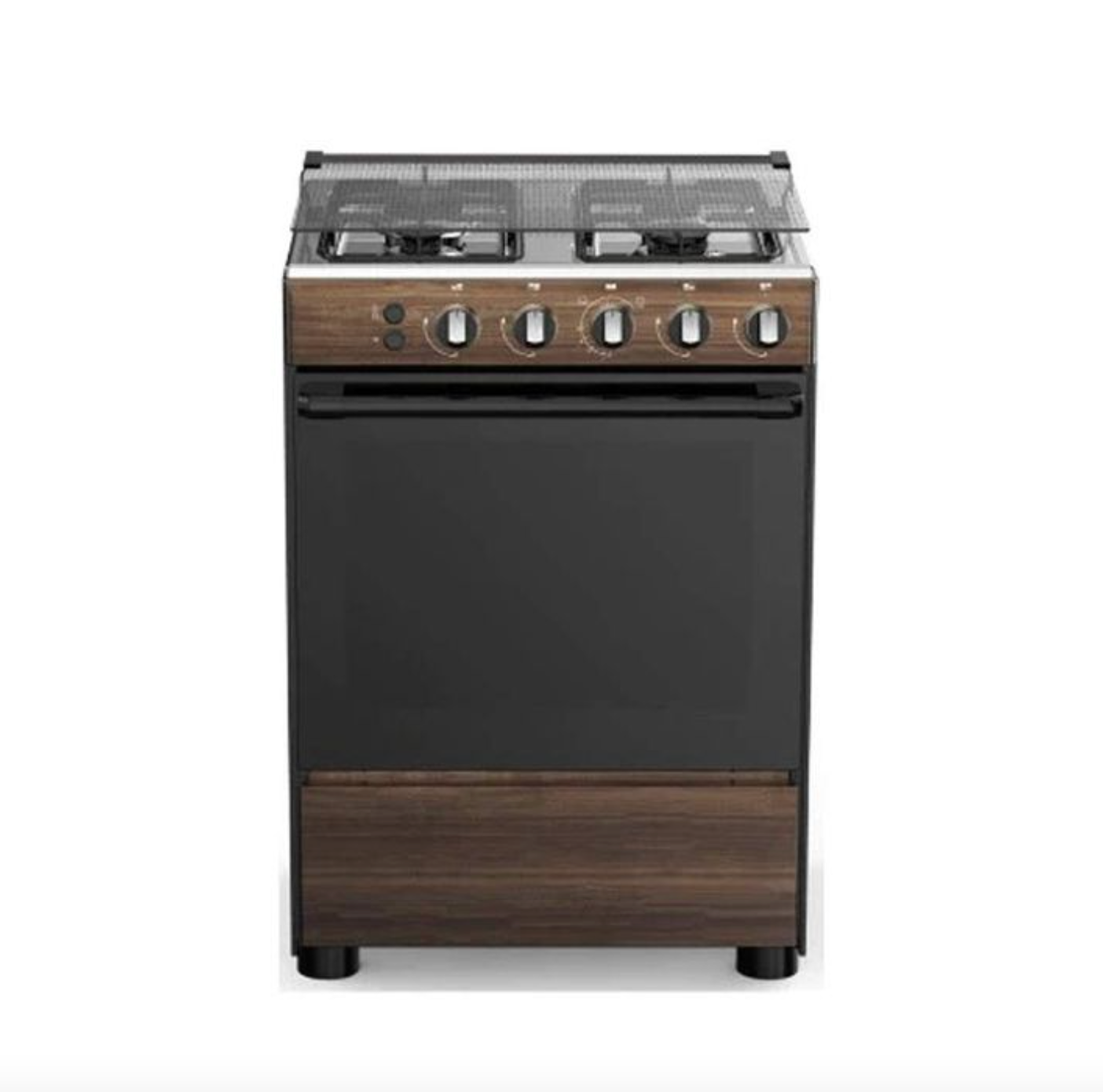 Midea Gazinière 4 Feux - 60 x 60 - Bois/Noir - BMG6060-WD