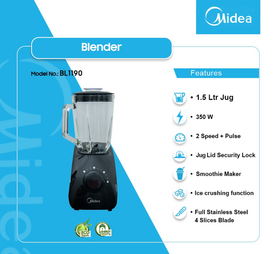 MIDEA MIXEUR - 2 VITESSES - 1.5 L  - MIXER_BL1190