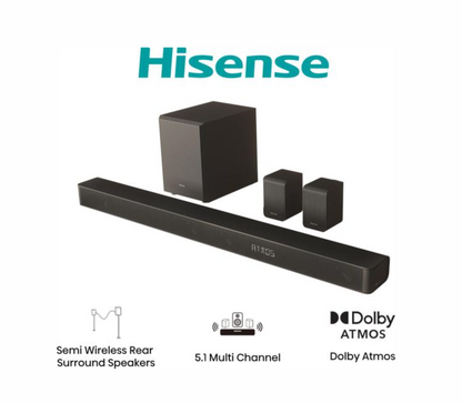 HISENSE BARRE DE SON - 340W - DOLBY ATMOS - DTSX - SANS FIL - AX5100G