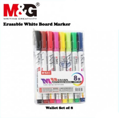 M&G Tableau-blanc Marqueur effaçable multi-couleur - pack de 8