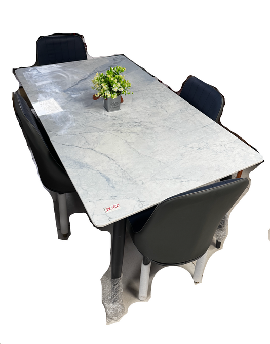Table A Manger Marbre + 4 Chaises - Blue Marine