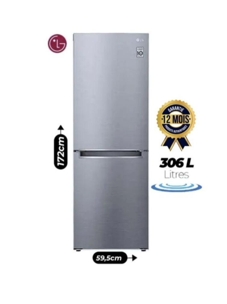 LG Réfrigérateur combiné - 306 L - Argent - Inverter - GC - B399NLJM