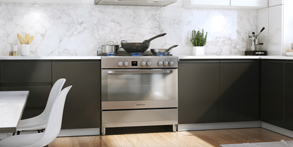 SAMSUNG Gazinière 5 feux - Allumage automatique – Rôtisserie – NY90T5010SS/FA