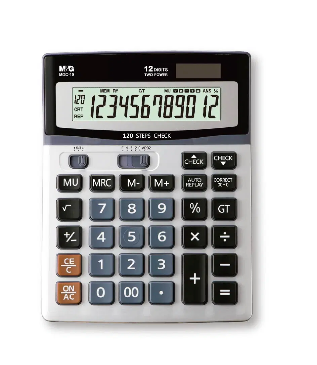 M&G 120 Steps Check & Correct Calculator 12 Digits Two Way Power Solar Power Electronic Office Calculator