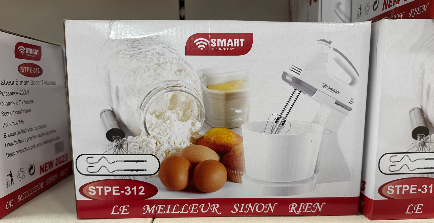 SMART TECHNOLOGY Batteur Electrique Avec Bol - STPE-312