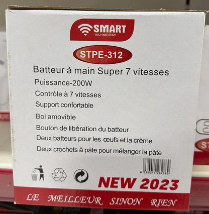 SMART TECHNOLOGY Batteur Electrique Avec Bol - STPE-312