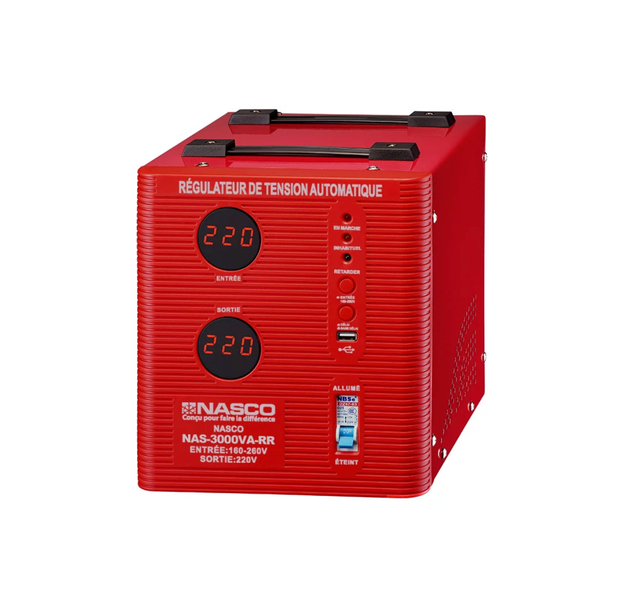 STABILISATEUR AUTOMATIQUE 3000VA COMPTEUR DIGITAL - NAS-3000VA-GR/NR/RR