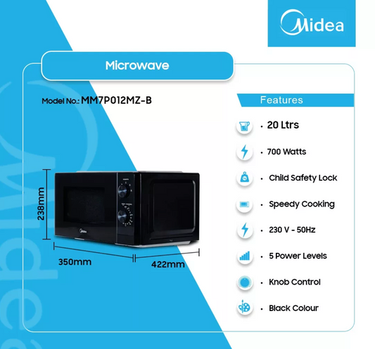 MIDEA FOUR A MICRO-ONDE - 20L - INVERTER QUATTRO - 700W - MM7P012MZ-W / MM7P012MZ-B