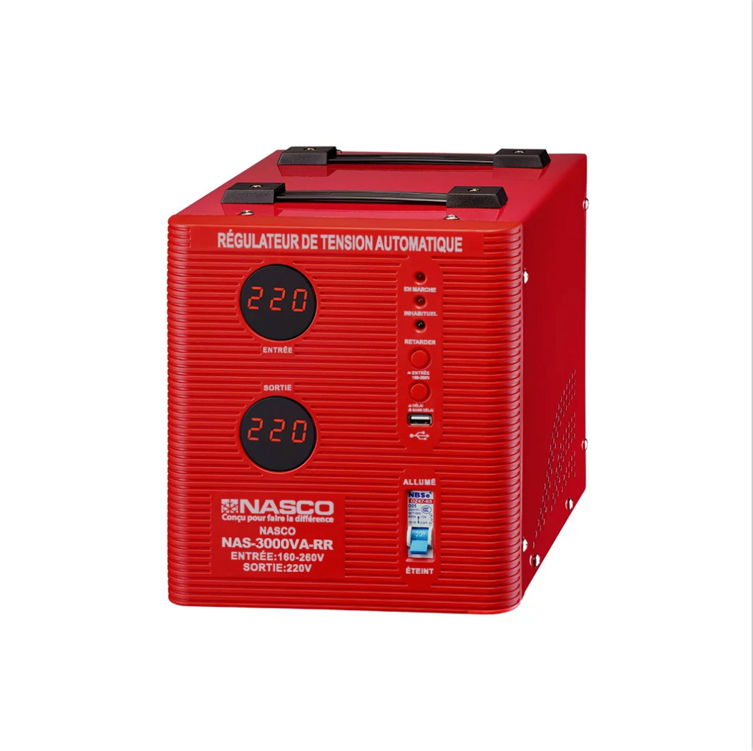 STABILISATEUR NASCO AUTO. - 3000VA - COMPTEUR DIGITAL - NAS-3000VA-NR/GR/RR