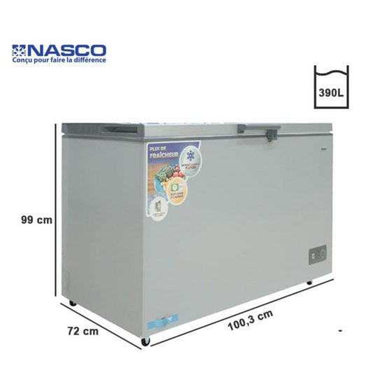 NASCO Congélateur Horizontal - 1 porte – 390 L – Gris - HNAS-450