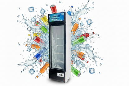 NASCO REFROIDISSEUR VERTICAL - Poignée externe encastrée - 1 Porte Vitré - 360 / 400 L