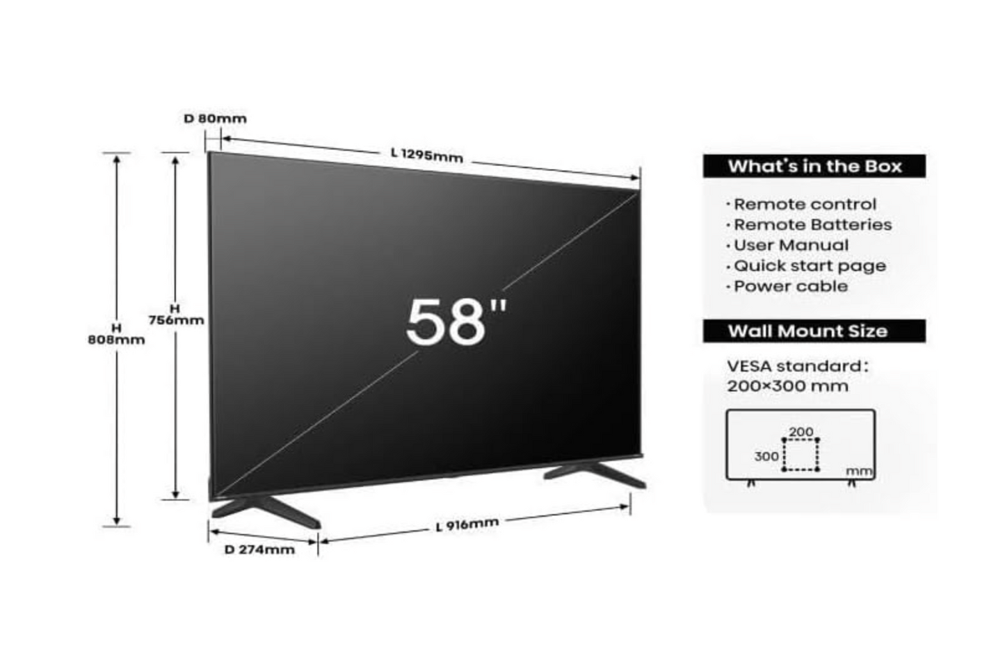 HISENSE TV LED SMART VIDAA 58'' - 4K UHD - NETFLIX/YOUTUBE - APPLE HOME - 58A6N