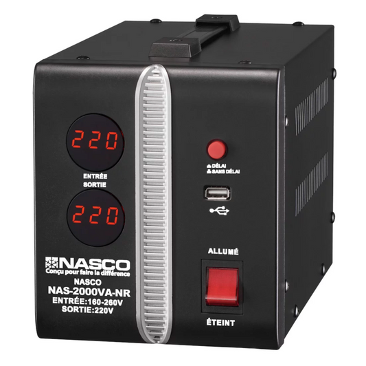 STABILISATEUR NASCO AUTO. - 2000VA - COMPTEUR DIGITAL - NAS-2000VA-GR/NR