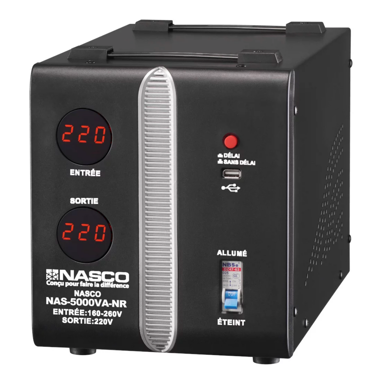 STABILISATEUR NASCO AUTO. - 5000VA - COMPTEUR DIGITAL - NAS-5000VA-NR/GR