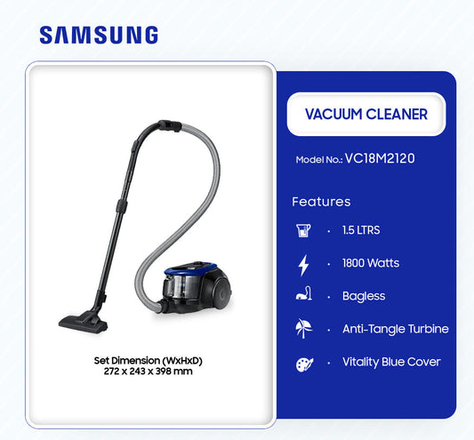 SAMSUNG ASPIRATEUR ANTI-TANGLE  - 1800W - 1.5LT- VC18M2120SB/SG